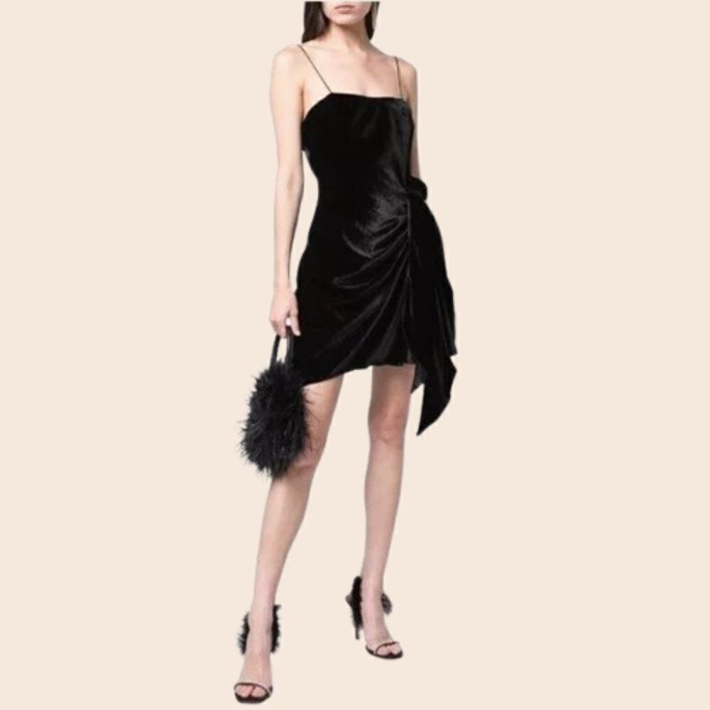 Cinq a Sept Black Velvet Kiki Mini Dress Size 0 NWT